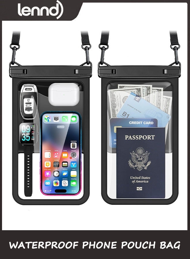 LENND [Up to 25cm] Large Waterproof Phone Pouch Bag - 2 Pack IPX8 Waterproof Phone Case for iPhone 17 16 15 Pro Max Galaxy S25 S24 Ultra, Touchscreen & Underwater Photography, Beach Cruise Travel Essentials - Image 1